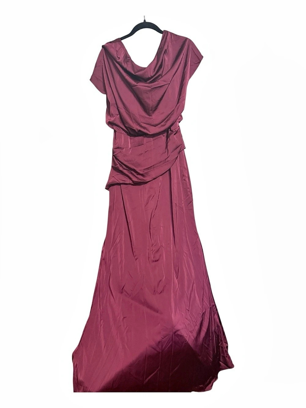 Draped Maxi Dress in Burgundy-New